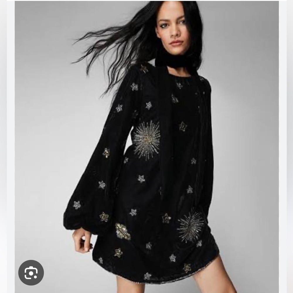 Nasty Gal Celestial Hand Embellished Velvet Dress
